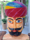 Colorful MODERN MARWAR traditional safa turban displayed on a decorative head sculpture