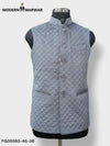 Modern Marwar M Nahru Jacket in grey featuring velvet koti chex pattern for stylish layering