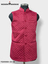 Stylish Modern Marwar M Nahru Jacket in red with quilted design, featuring velvet koti chex pattern