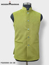 Modern Marwar M Nahru Jacket in lime green, a stylish velvet koti for men with elegant detailing
