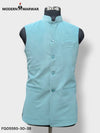 Light blue Modern Marwar M Nahru Jacket, a stylish velvet koti for men with a sleek design