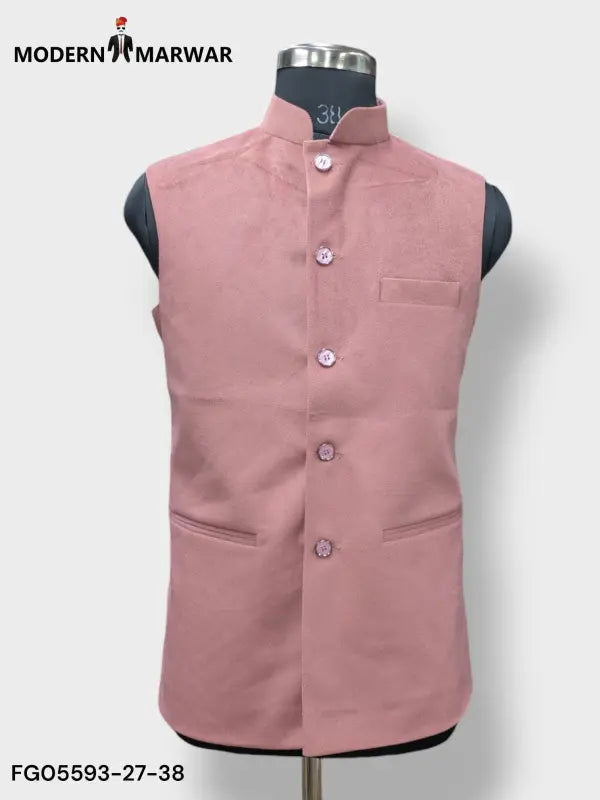 Modern Marwar M Nahru Jacket in pink, a stylish velvet koti for men with a sleek design