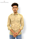 Modern Marwar Men's Casual Shirts in Light Brown with Button Pockets and Stylish Design