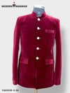 Maroon velvet coat suit for weddings by Modern Marwar featuring stylish buttons and a classic design