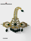Elegant Modern Marwar wedding brooch for men with intricate design and green gemstones