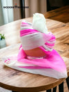 Stylish wedding safa turban in pink and white, perfect for traditional celebrations and ceremonies