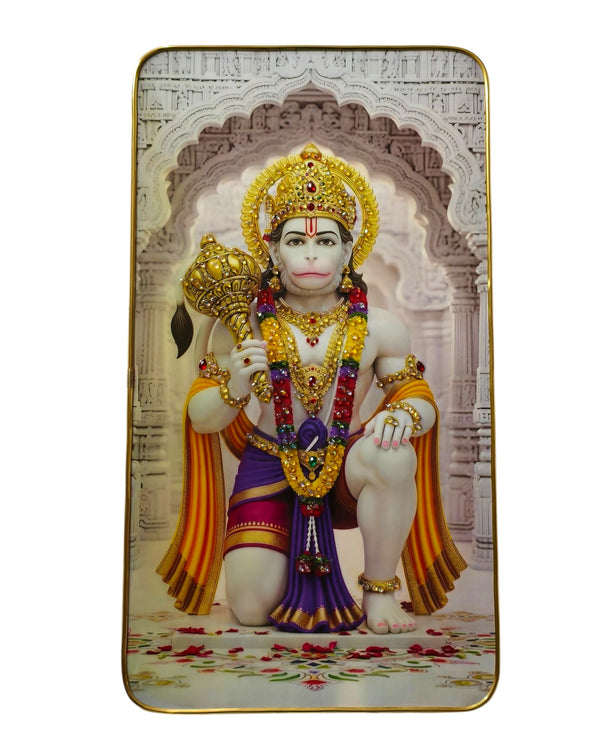 Lord Hanuman Ji Hanumanji Jai Bajrangbali Wall Framed Crystal Glossy