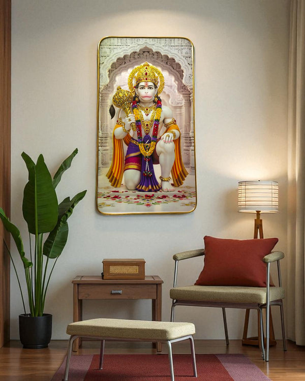 Lord Hanuman Ji Hanumanji Jai Bajrangbali Wall Framed Crystal Glossy