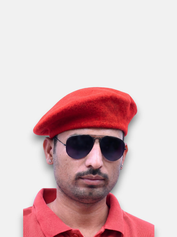 SINGH Jadeja Brown Beret Cap for Regal Elegance