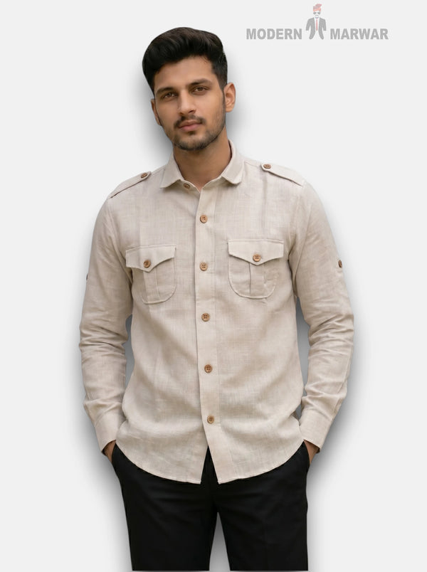 SINGH Hunting Linen 4P-13-5019 Shirt for Regal Elegance