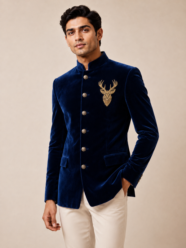 HARD VELVET JODHPURI SUIT WITH DEAR