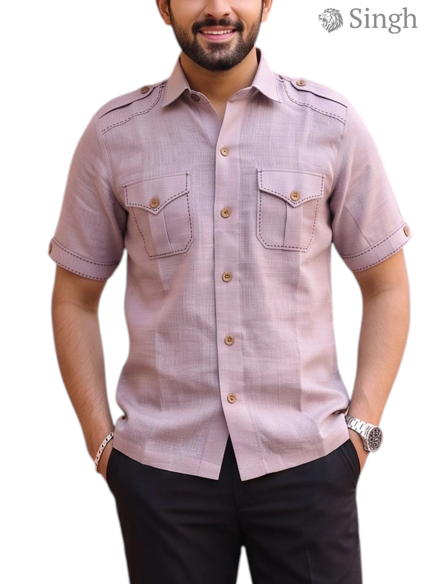 M Hunting Shirts in Chaval Taka HF-1302-5 with Short Sleeves and Two Front Pockets