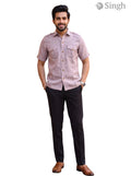 M Chaval Taka HF-1302-5 Hunting Shirts in Light Brown Cotton, Front View