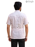 M Hunting Shirts in Chaval Taka HF-1302-5 white cotton fabric back view showcasing stylish design