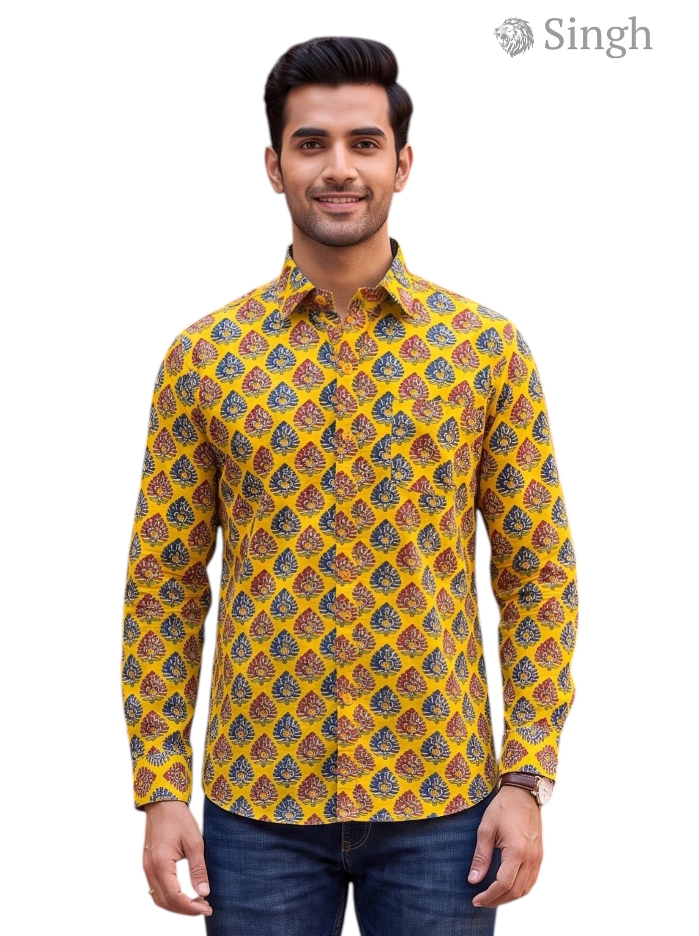 Singh Mens Sanganeri Floral-15-109-3