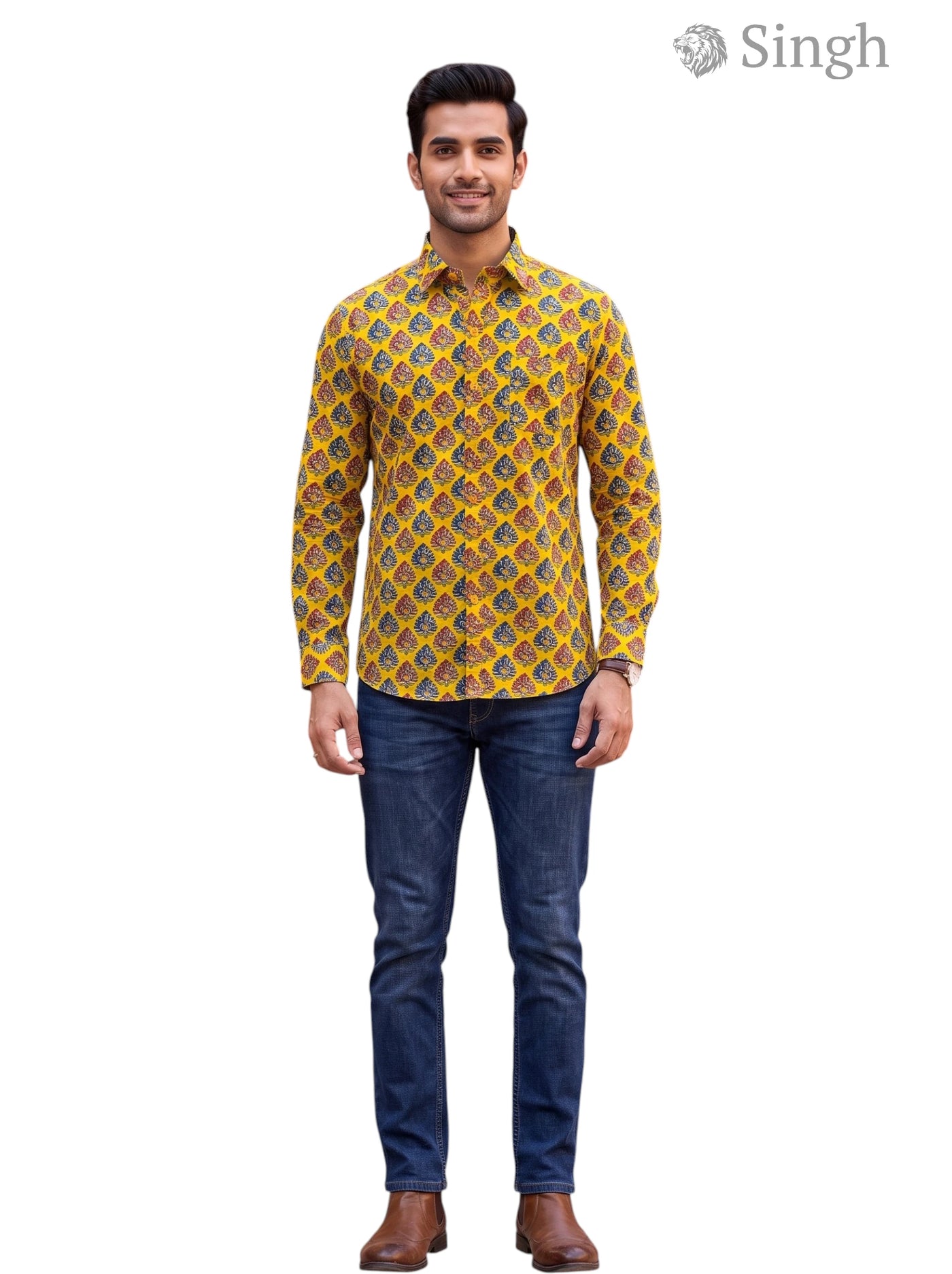 Singh Mens Sanganeri Floral-15-109-3