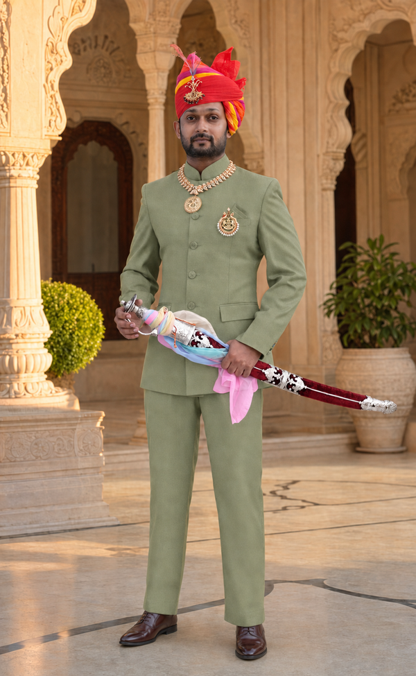 Men's Rajputi Jodhpuri Suit, color no. 2, full-length front view