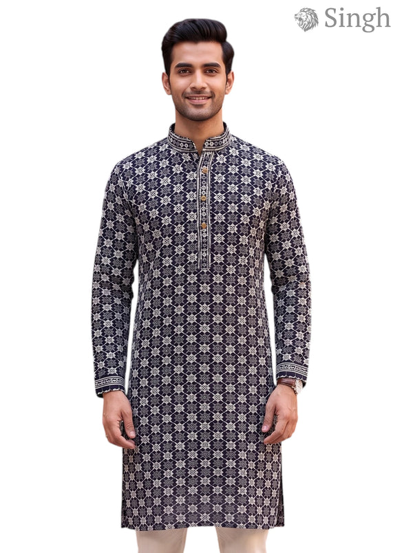 સિંઘ ભાટી લોગો-બ્લેક શર્ટ | પ્રીમિયમ એથનિક વેર