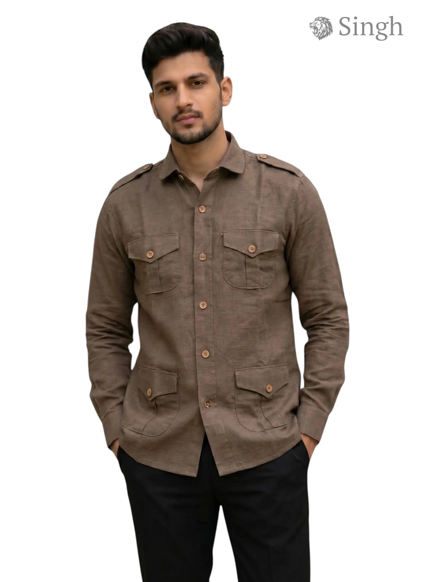 SINGH Hunting Linen Cotton 4P-13-5019 Shirt - Regal Style