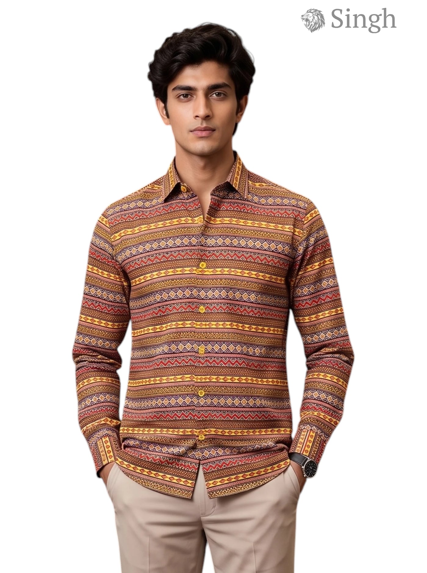 Singh Mens Sanganeri Shirts F-15-114-14