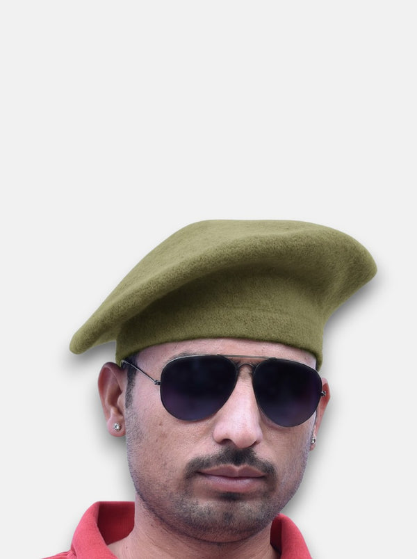 SINGH Off White Beret Cap & Bhati Lobo Combo - Regal Style