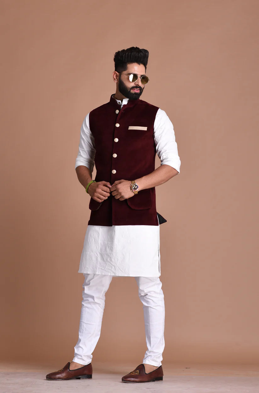 Men Kurta Pajama And Waistcoat, Modi Jacket