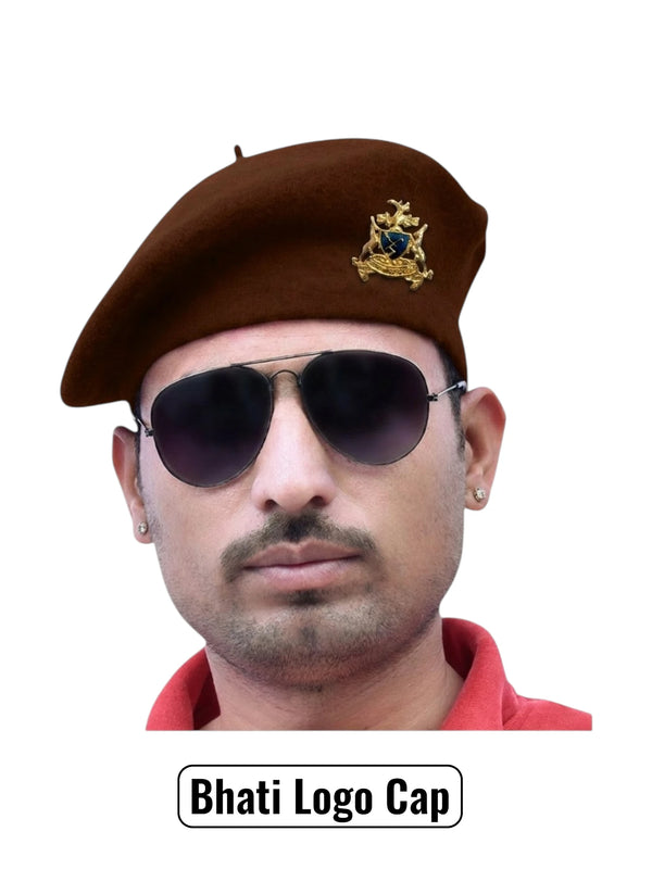 સિંઘ બ્રાન્ડ દ્વારા ભાટી લોગો અને બેરેટ કેપ