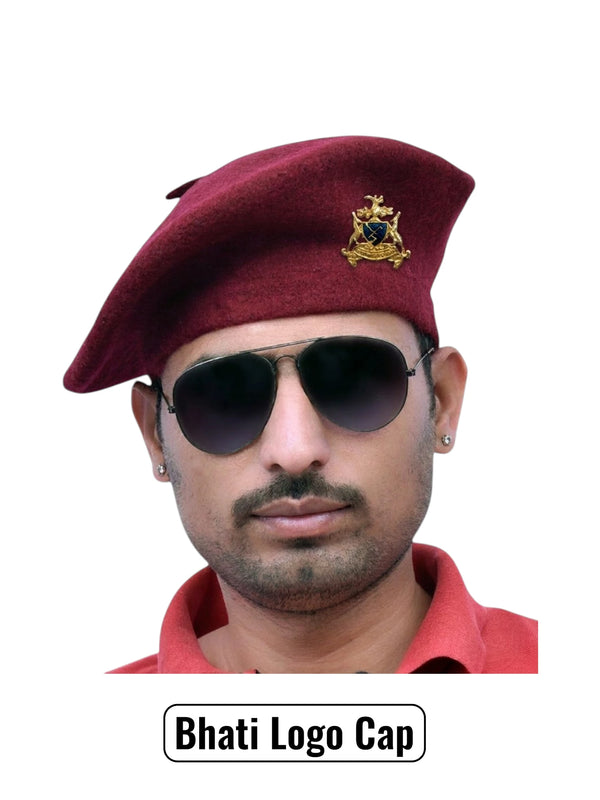 સિંઘ બ્રાન્ડ દ્વારા ભાટી લોગો અને બેરેટ કેપ