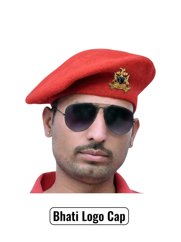 સિંઘ બ્રાન્ડ દ્વારા ભાટી લોગો અને બેરેટ કેપ