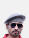Default black wool beret cap worn with sunglasses, featuring Black Beret Cap & Star Lobo Combo