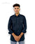 Black linen hunting shirt for men with button-down pockets from Modern Marwar