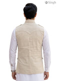 Men's Koti in Beige Fabric from Singh, Back View, BOX CODE HK-16-2136-1-36