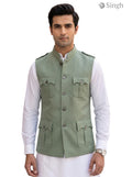 Mens Koti in Olive Green Fabric with Front Pockets; Box Code HK-16-2136-1-36