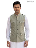 Mens Koti in Olive Green Fabric Front View with Box Code HK-16-2136-1-36