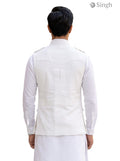 Mens Koti in white fabric, back view; features BOX CODE HK-16-2136-1-36 from Singh