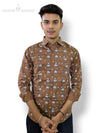 Brown printed men's shirt by Modern Marwar featuring intricate patterns for stylish casual wear