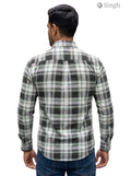 Men's green plaid shirt made of cotton, back view showing design, CHEX SHIRT-1