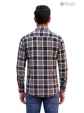 Men's black and white plaid shirt, cotton fabric, back view of CHEX SHIRT-5029-8 by SINGH