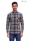 Men's black and white plaid shirt in cotton, front view CHEX SHIRT-5029-8