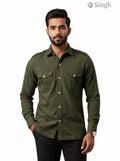 M Hunting Shirt in Olive Green Fabric, Front View featuring CODRAGE HUNTING-13-5028-5
