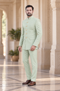 Modern Marwar 5001 Color 4 pastel green normal Jodhpuri suit three-quarter view on model
