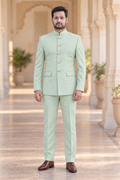 Modern Marwar 5001 Color 5 mint green normal Jodhpuri suit front view on model