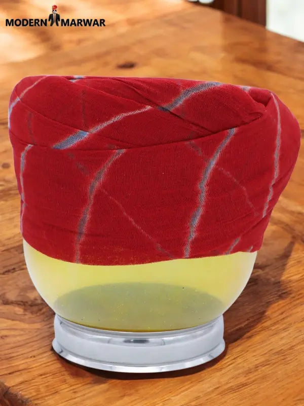 Red cotton safa turban from MODERN MARWAR with a stylish design for traditional attire