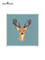 Embroidered deer logo coat suit fabric swatch in blue with detailed deer head design.