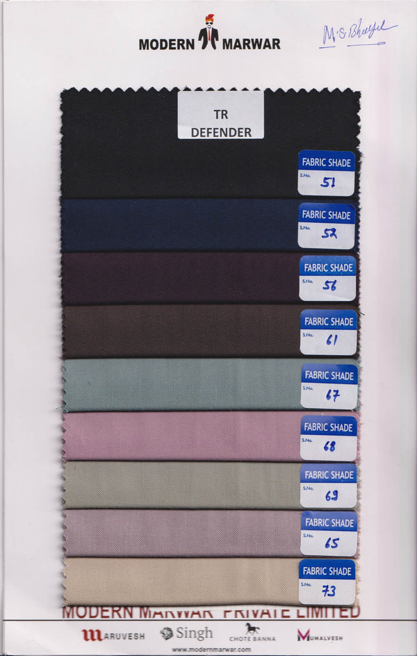 TR Suiting Fabric color swatches featuring various shades for elegant tailoring options