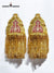 Gold fringe shoulder decor with intricate red embroidery for traditional attire from Modern Marwar