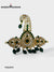 Elegant golden kundan brooch jewelry featuring intricate design and green gemstone accents