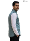 Mens Koti in blue fabric, side view, stylish design, featuring HUNTING JACKET(MENS)-1601-1