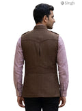 Mens Koti in Brown Fabric, Back View, Stylish Design, HUNTING JACKET(MENS)-1601-1