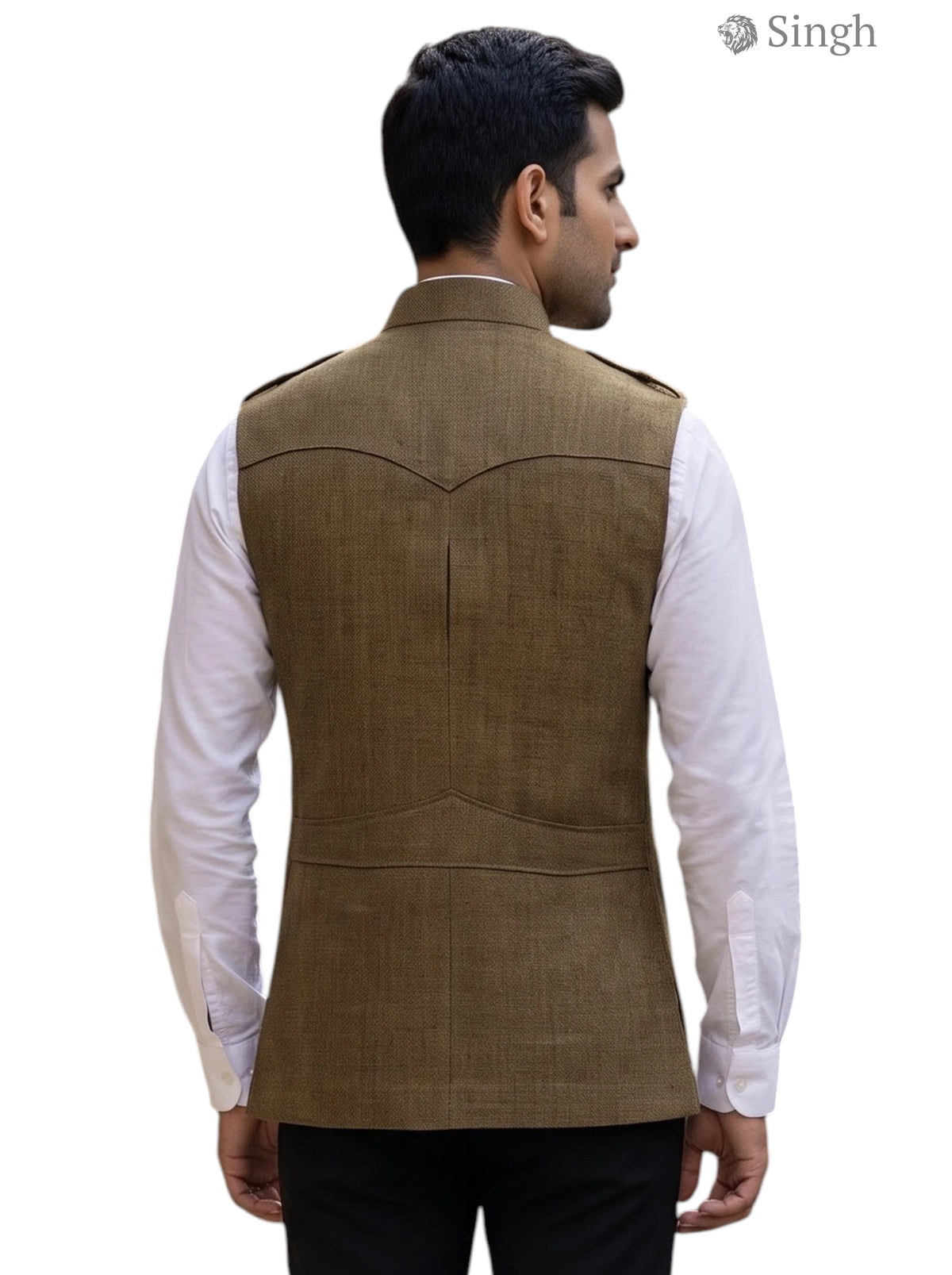 Mens Koti in Brown Fabric from Singh, Stylish Cut for Modern Attire - HUNTING JACKET(MENS)-1601-1